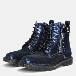 Armani Exchange Blue sequin combat boots